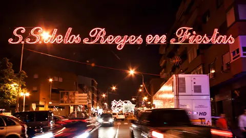 Fiestas de San Sebastián de los Reyes. Cartel luminoso de las fiestas de San Sebastián de los Reyes (Comunidad de Madrid).