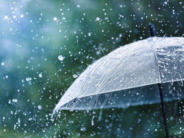 Un paraguas bajo la lluvia