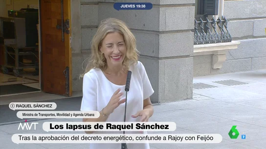 "Continuamos con los lapsus": la reacción de la ministra Raquel Sánchez tras confundir a Feijóo con Rajoy "Continuamos con los lapsus": la reacción de la ministra Raquel Sánchez tras confundir a Feijóo con Rajoy