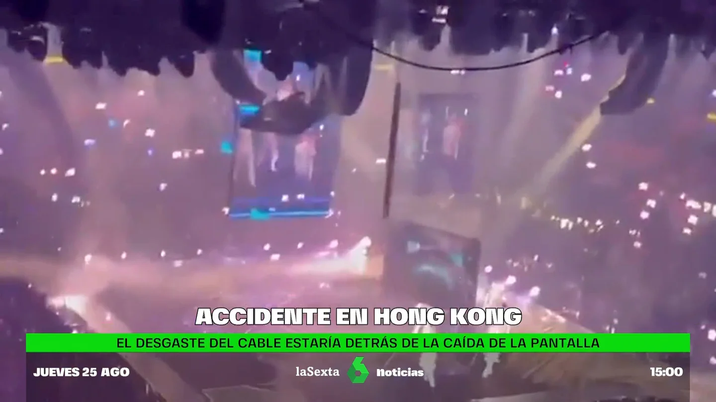 El desgaste del cable, la causa de la caída de la pantalla gigante durante el concierto en Hong Kong El desgaste del cable, la causa de la caída de la pantalla gigante durante el concierto en Hong Kong