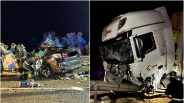 Accidente de un turismo con un camión en la nacional 122