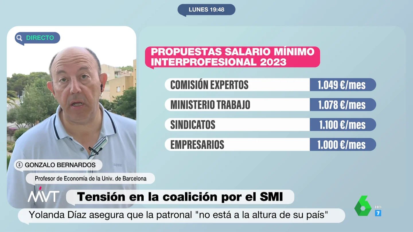 Bernardos apunta qué hay tras el rechazo de la patronal a subir el SMI: "Cree que va a llegar el PP" Bernardos apunta qué hay tras el rechazo de la patronal a subir el SMI: "Cree que va a llegar el PP"