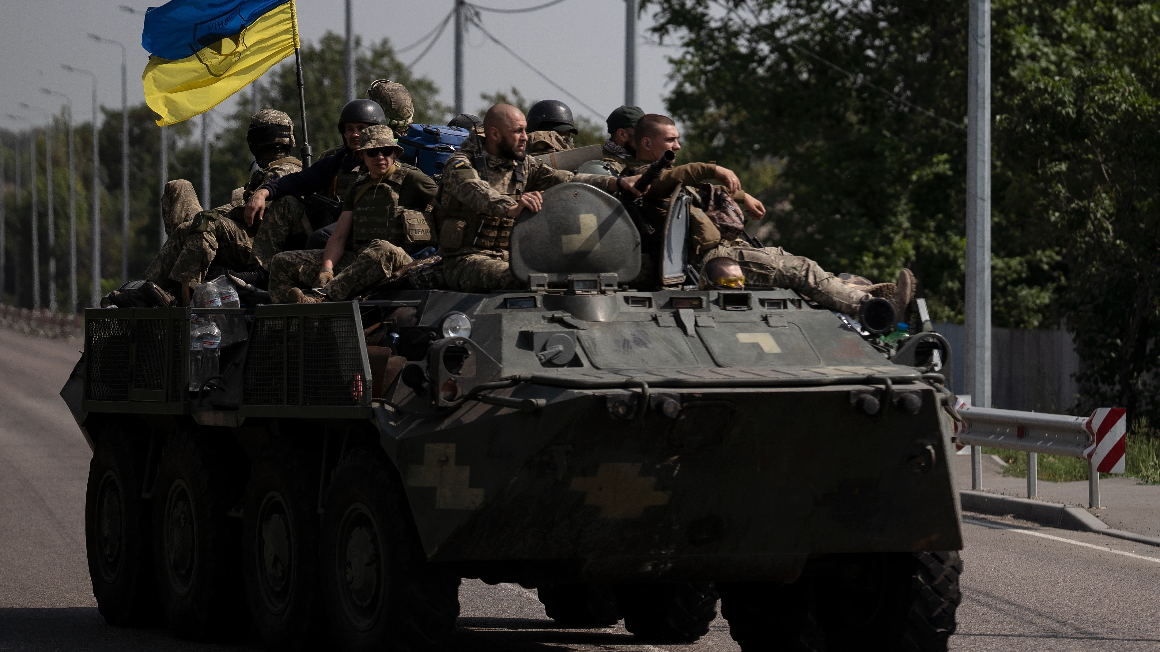 Un carro de combate del Ejército ucraniano.