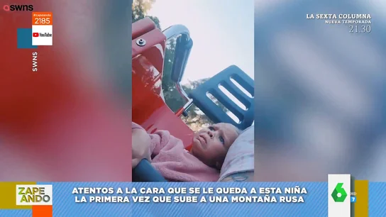 La cara viral de una niña al montarse por primera vez en una montaña rusa La cara viral de una niña al montarse por primera vez en una montaña rusa