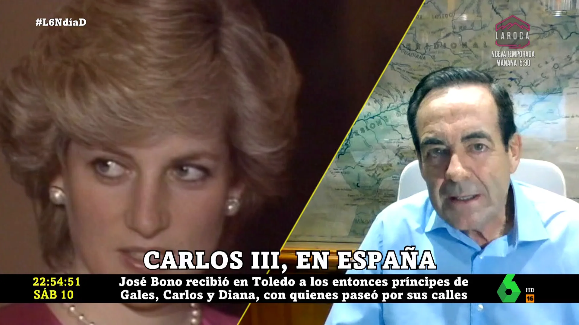 José Bono desvela el comentario del rey emértito con Carlos III al ver una embarazosa pancarta sobre Lady Di