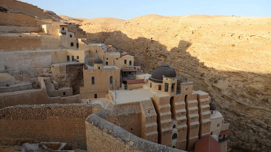 Imagen de archivo del monasterio griego ortodoxo de San Sabbas (Mar Saba) Imagen de archivo del monasterio griego ortodoxo de San Sabbas (Mar Saba)