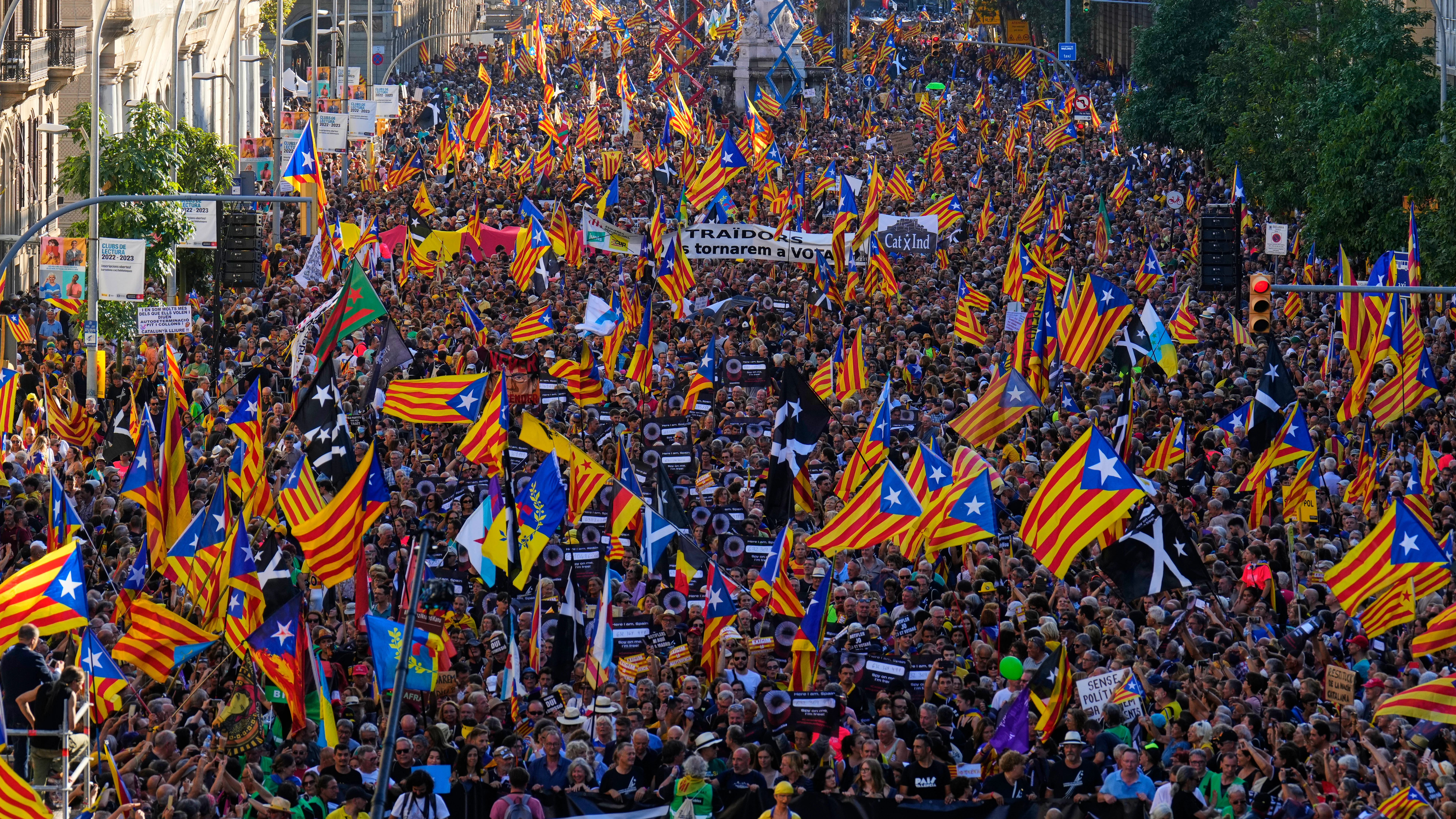 Manifestación independentista de la Asamblea Nacional Catalana (ANC) con motivo de la Diada del 11 de septiembre, este domingo en Barcelona