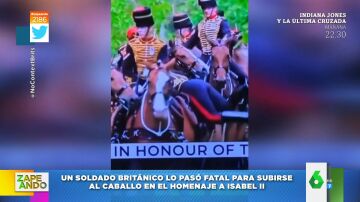 Una soldado de caballería se vuelve viral durante el homenaje a Isabel II por no poder subirse al caballo