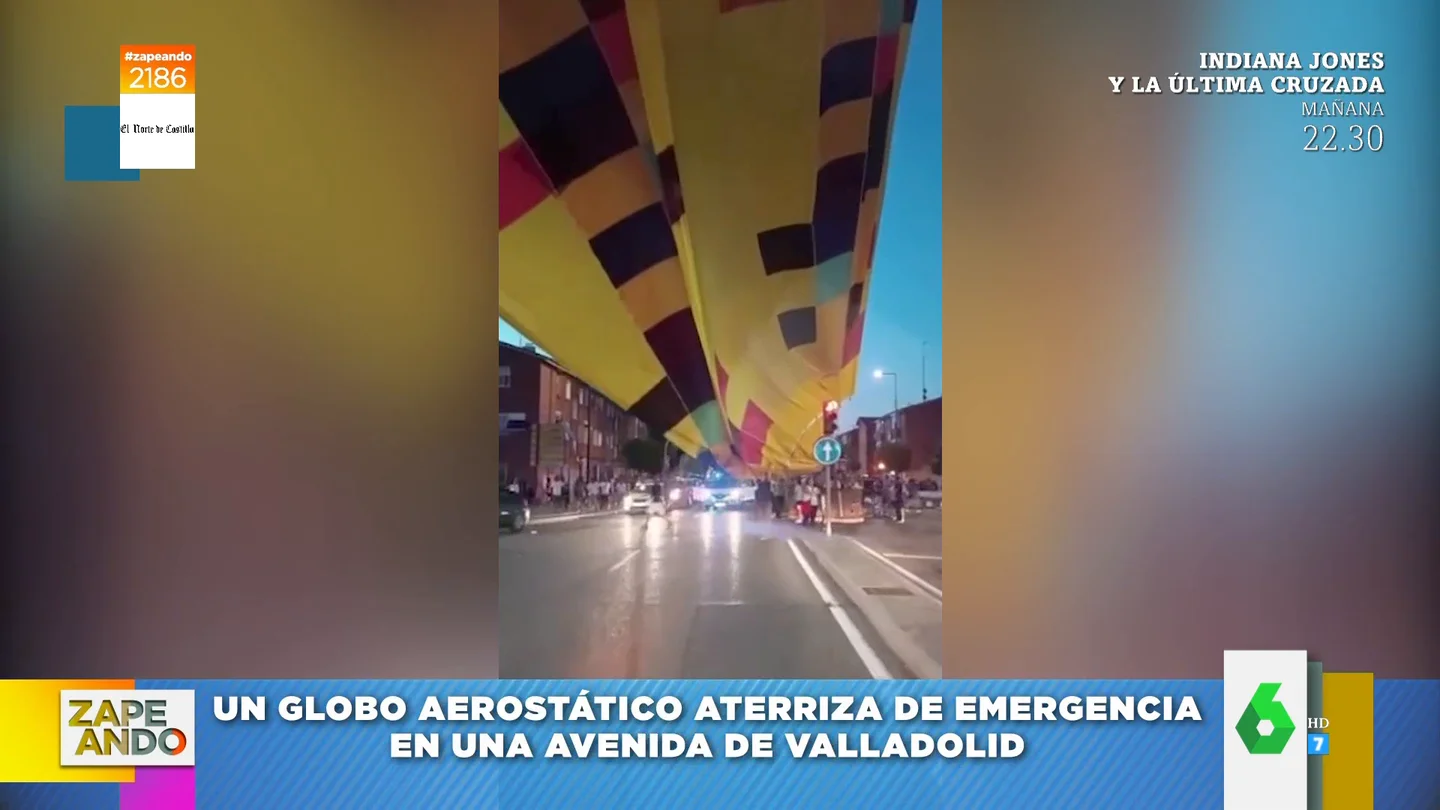 El impactante aterrizaje forzoso de un globo aerostático en medio de una avenida de Valladolid El impactante aterrizaje forzoso de un globo aerostático en medio de una avenida de Valladolid