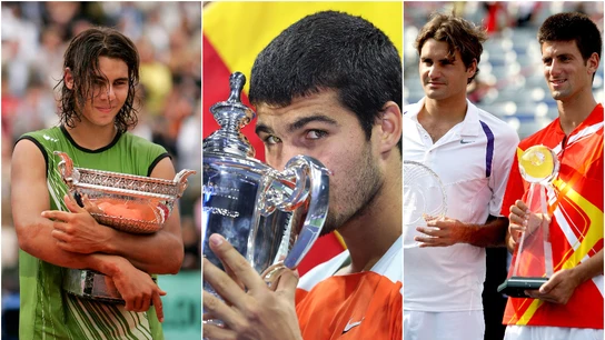 Rafa Nadal, Carlos Alcaraz, Federer y Djokovic Rafa Nadal, Carlos Alcaraz, Federer y Djokovic