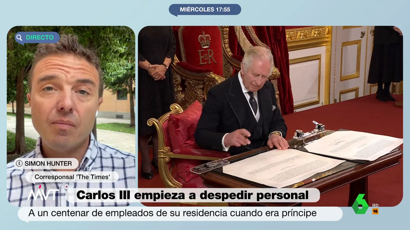 Simon Hunter, tras los polémicos gestos de Carlos III: "Si sigue así la gente querrá que la corona pase directamente a Guillermo" Simon Hunter, tras los polémicos gestos de Carlos III: "Si sigue así la gente querrá que la corona pase directamente a Guillermo"
