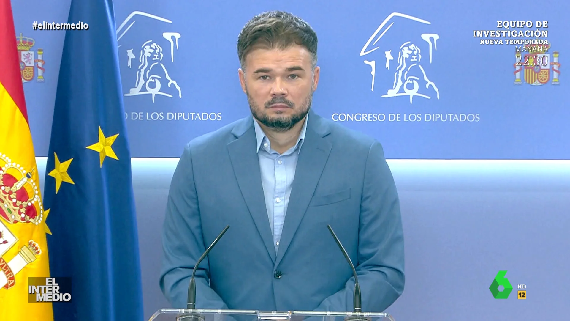 Así sale Rufián del paso cuando le preguntan por la asistencia de Juan Carlos al funeral de Isabel II