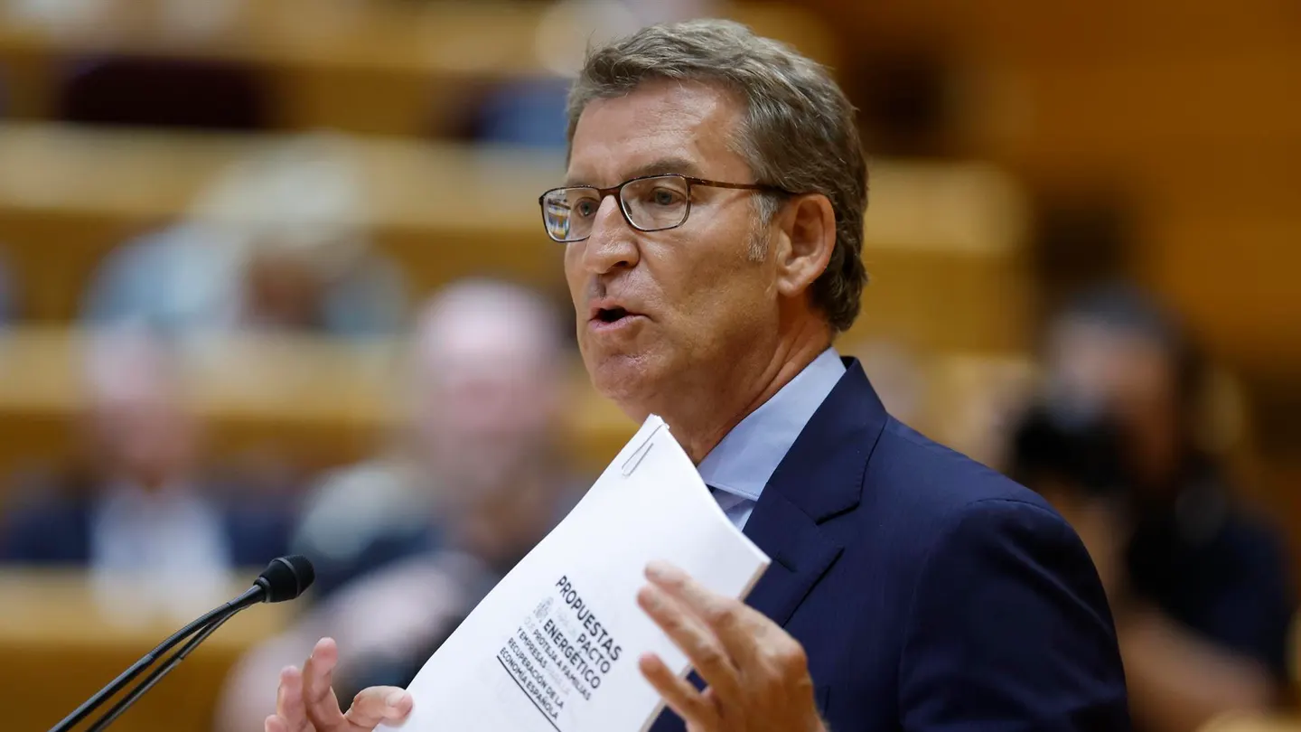 El líder del PP, Alberto Núñez Feijóo, interviene en el pleno del Senado. Quién va a ganar las elecciones: esto dicen todas las encuestas hasta ahora
