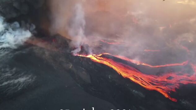 Vista a&eacute;rea de la erupci&oacute;n del volc&aacute;n de La Palma