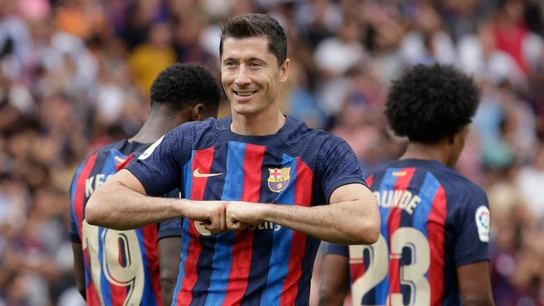Robert Lewandowski celebra un gol con el Barça Robert Lewandowski celebra un gol con el Barça