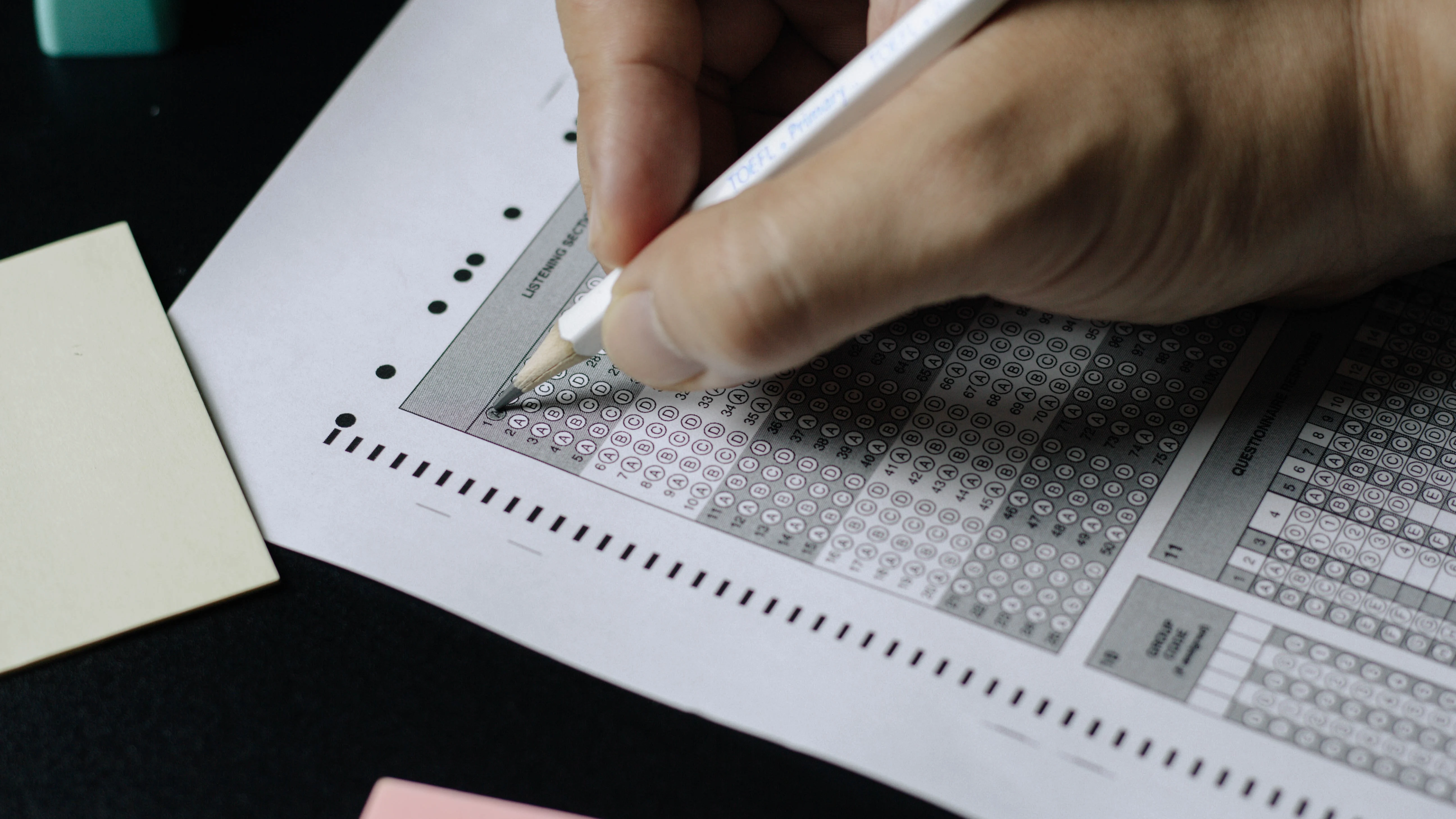 Una plantilla de un examen tipo test