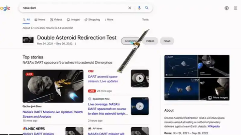 El homenaje de Google a la misión DART de la NASA