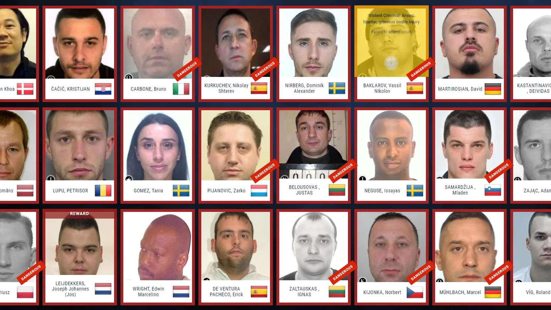 Estos son los delincuentes más buscados en la Unión Europea: mafiosos, narcos, asesinos y defraudadores
