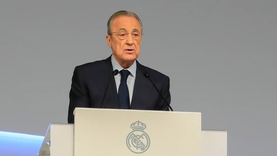 Florentino Pérez durante la Asamblea Florentino Pérez durante la Asamblea