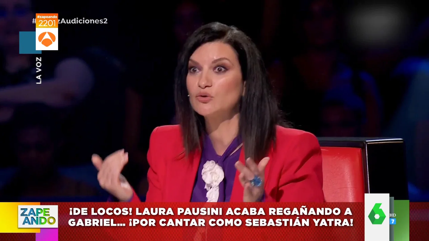 Laura Pausini regaña a un concursante por parecerse a Sebastián Yatra Laura Pausini regaña a un concursante por parecerse a Sebastián Yatra