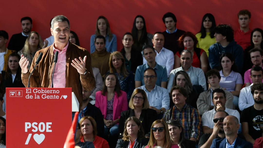 El presidente del Gobierno, Pedro Sánchez, durante un acto del PSOE