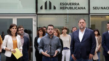 Pere Aragonès, durante el acto de ERC