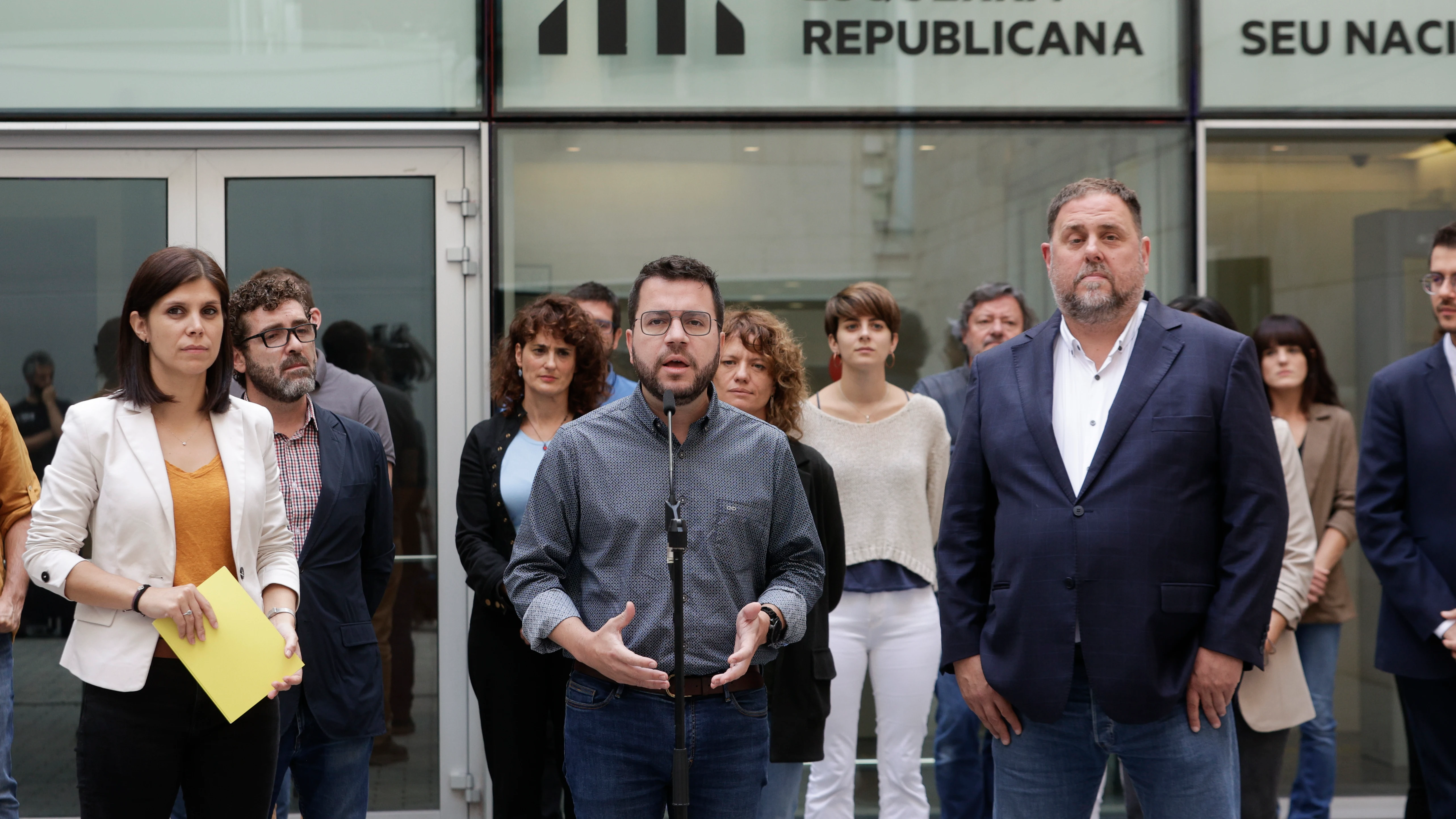 Pere Aragonès, durante el acto de ERC