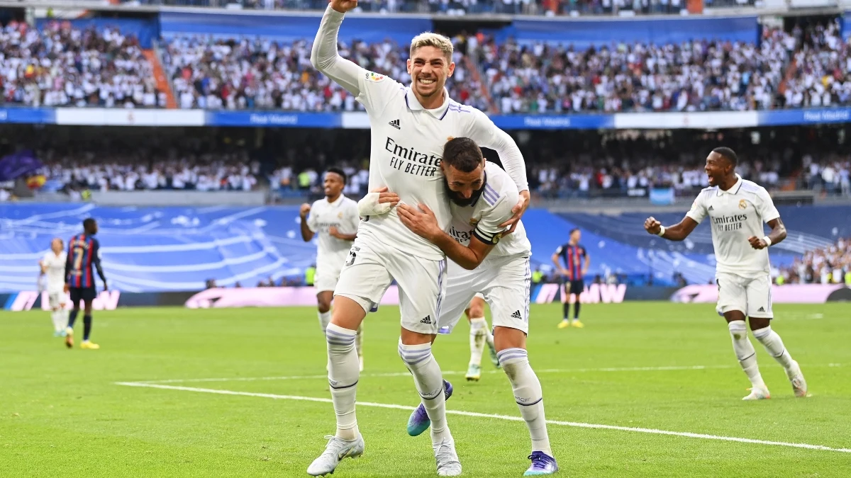 Fede Valverde celebra el 2-0 en El Clásico