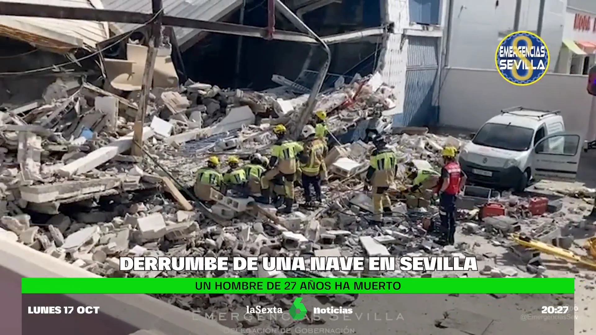 Muere un joven de 28 años en el derrumbe de una nave industrial en Sevilla