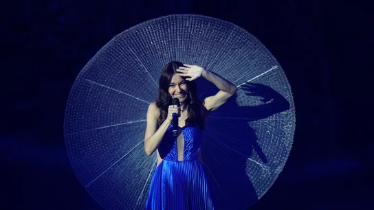 Vladana, representante de Montenegro en el festival de Eurovisión 2022, durante su actuación Vladana, representante de Montenegro en el festival de Eurovisión 2022, durante su actuación