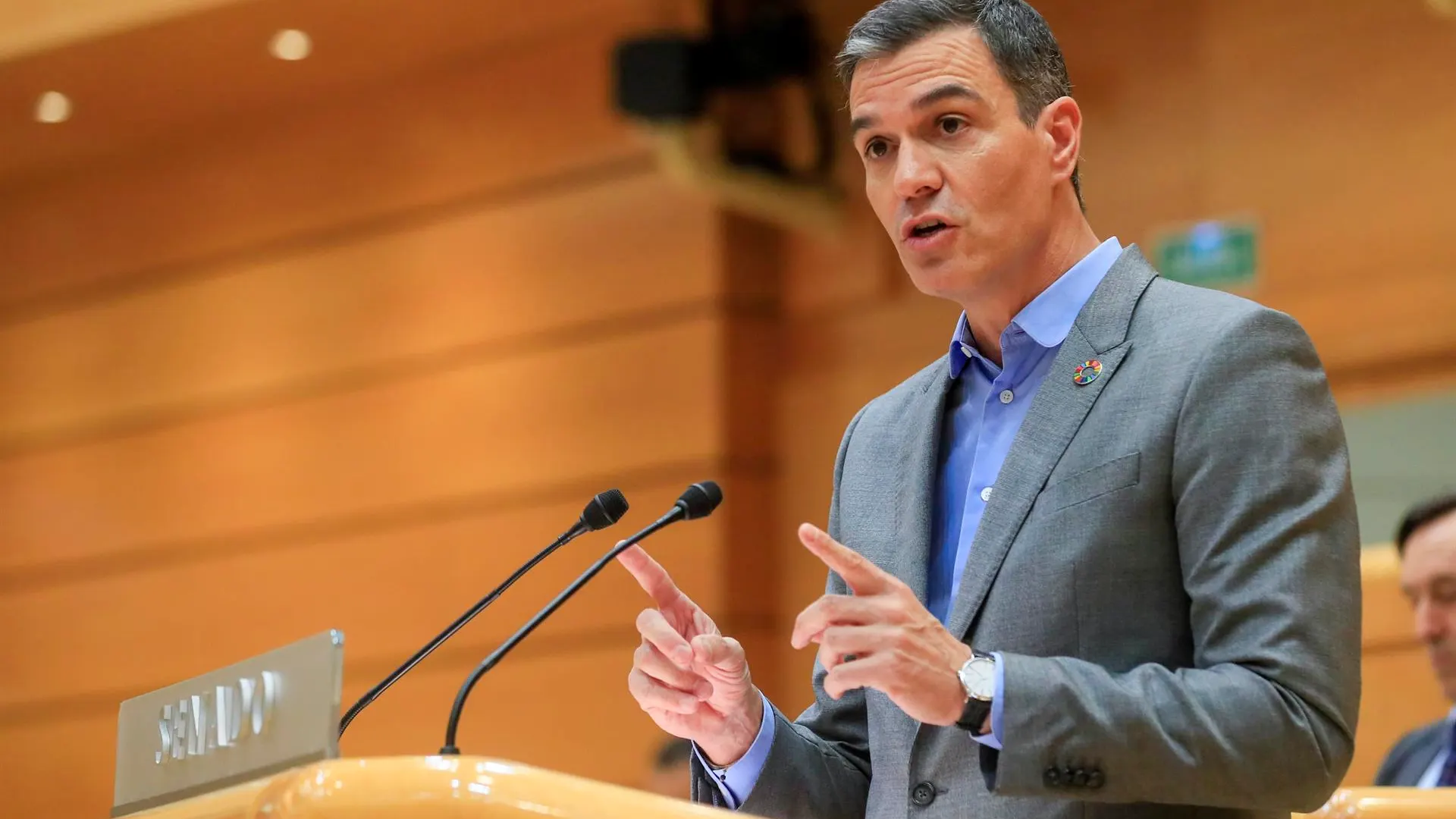  Pedro Sánchez durante su comparecencia ante el Senado