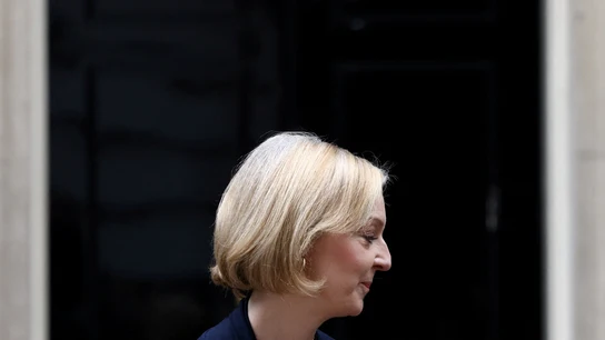 Liz Truss, tras anunciar su dimisión como primera ministra del Reino Unido Liz Truss, tras anunciar su dimisión como primera ministra del Reino Unido