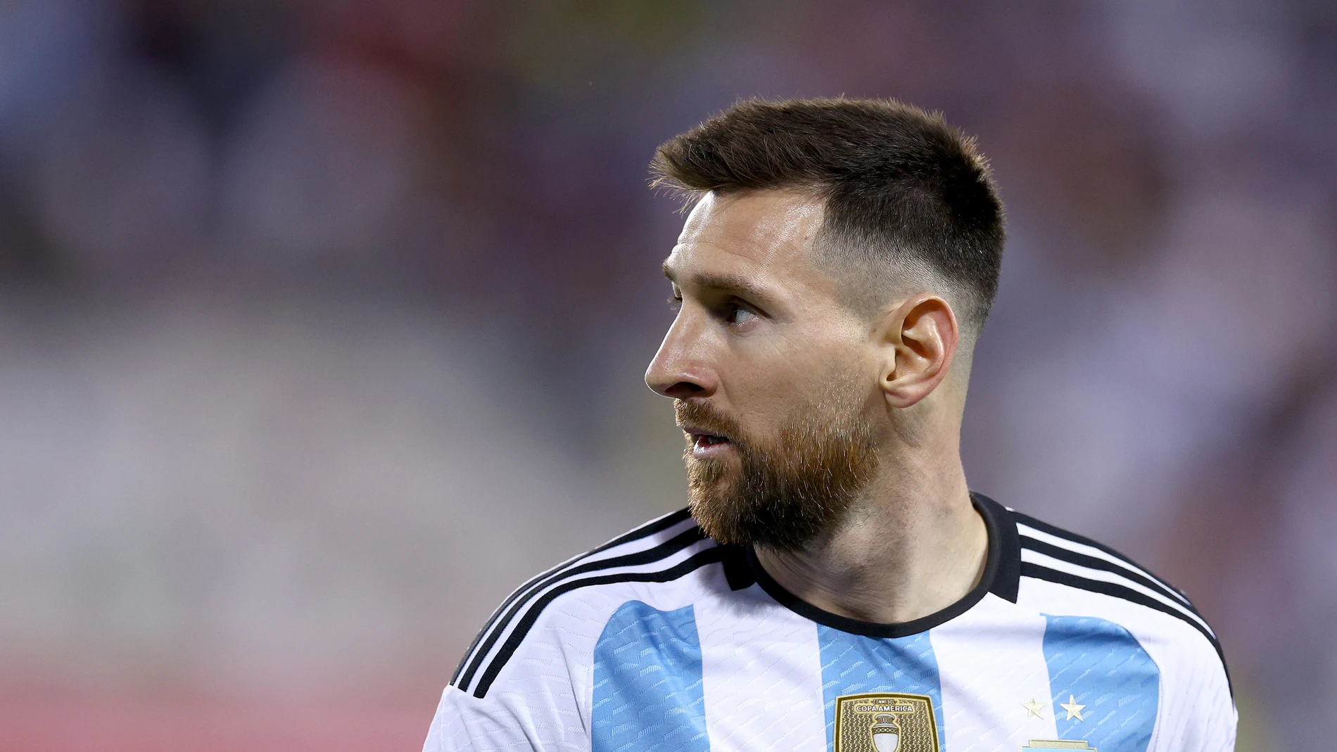 Leo Messi en un partido con Argentina