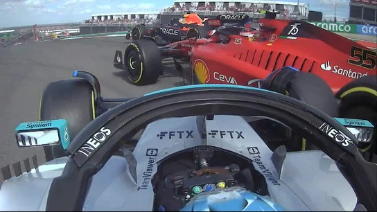 Toque entre Russell y Carlos Sainz en EEUU Toque entre Russell y Carlos Sainz en EEUU