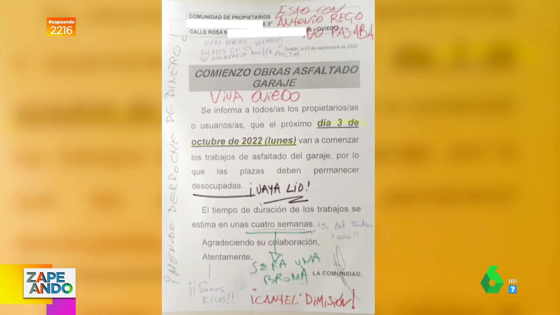 Las surrealistas respuestas de unos vecinos de Oviedo a las obras de un mes en su garaje: "Esto con Antonio Recio no pasaba"