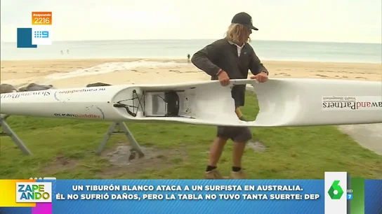 Así acaba la tabla de surf de este hombre tras sufrir el ataque de un tiburón en plena competición  Así acaba la tabla de surf de este hombre tras sufrir el ataque de un tiburón en plena competición