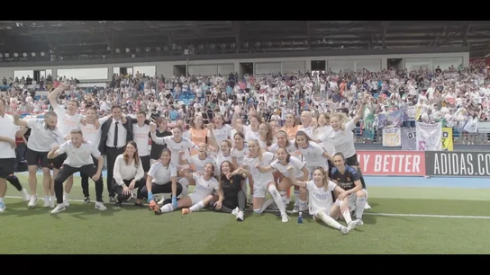 Las jugadoras del Real Madrid celebran una victoria en la docuserie 'Un sueño real'. Las jugadoras del Real Madrid celebran una victoria en la docuserie 'Un sueño real'.