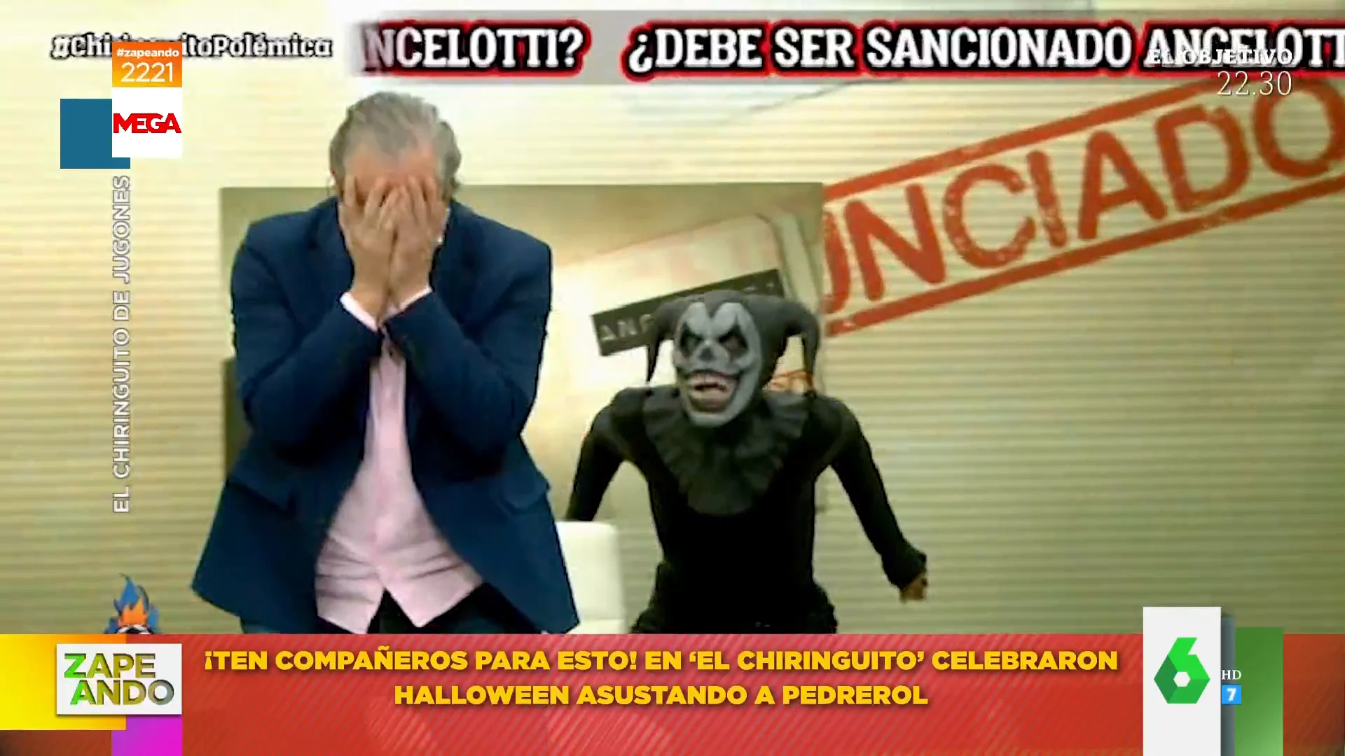 El susto Pedrerol en El Chiringuito por Halloween