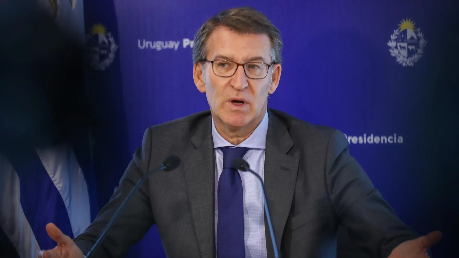 El presidente del Partido Popular (PP) de España, Alberto Núñez Feijóo, en una rueda de prensa. El presidente del Partido Popular (PP) de España, Alberto Núñez Feijóo, en una rueda de prensa.