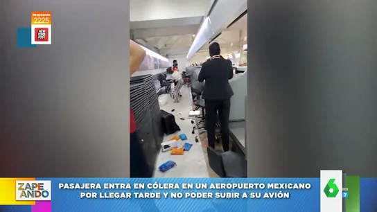 Una mujer arrasa con todo a su paso después de que no la dejaran subir al avión Una mujer arrasa con todo a su paso después de que no la dejaran subir al avión