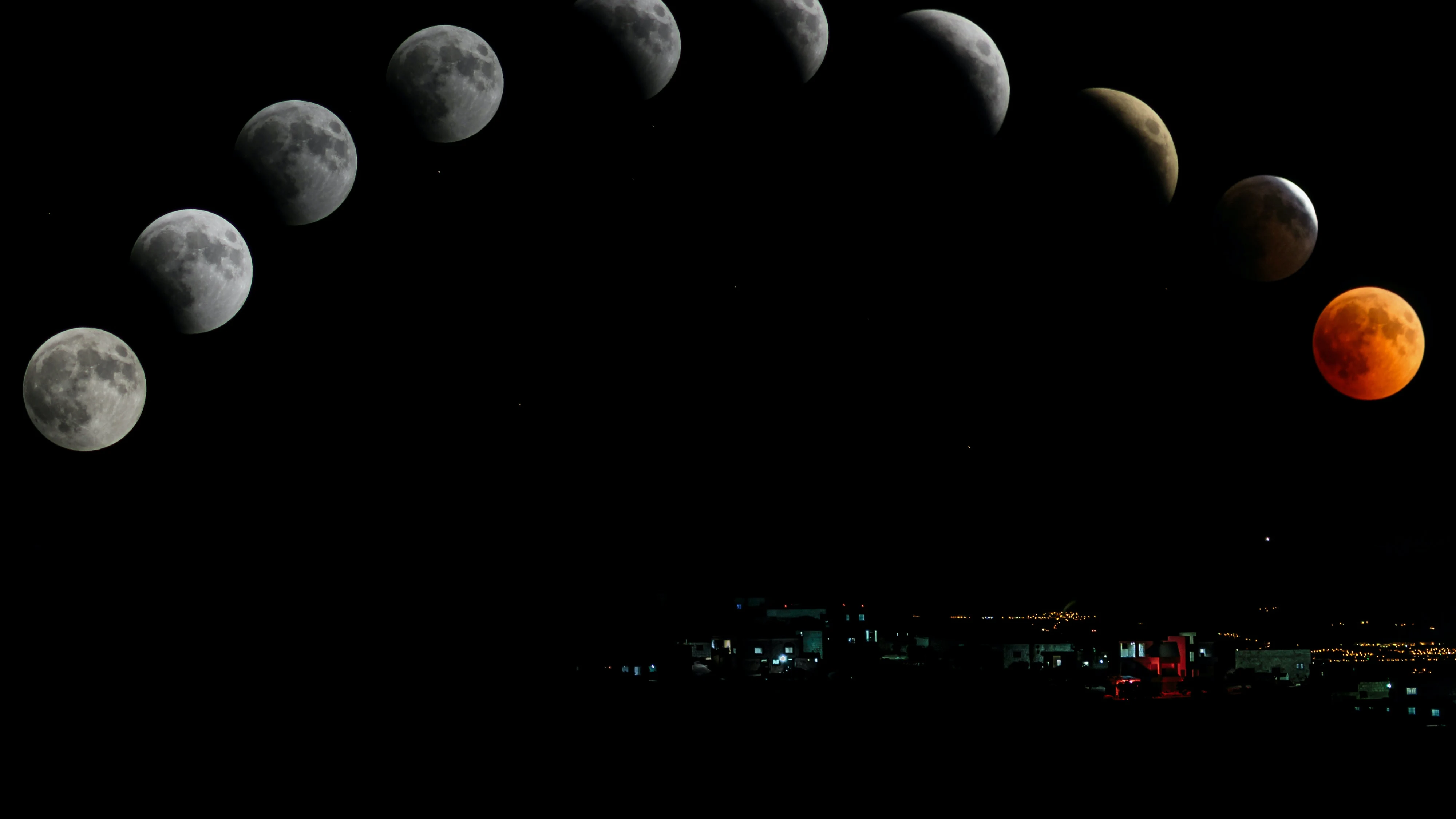 Fases de la luna en el cielo