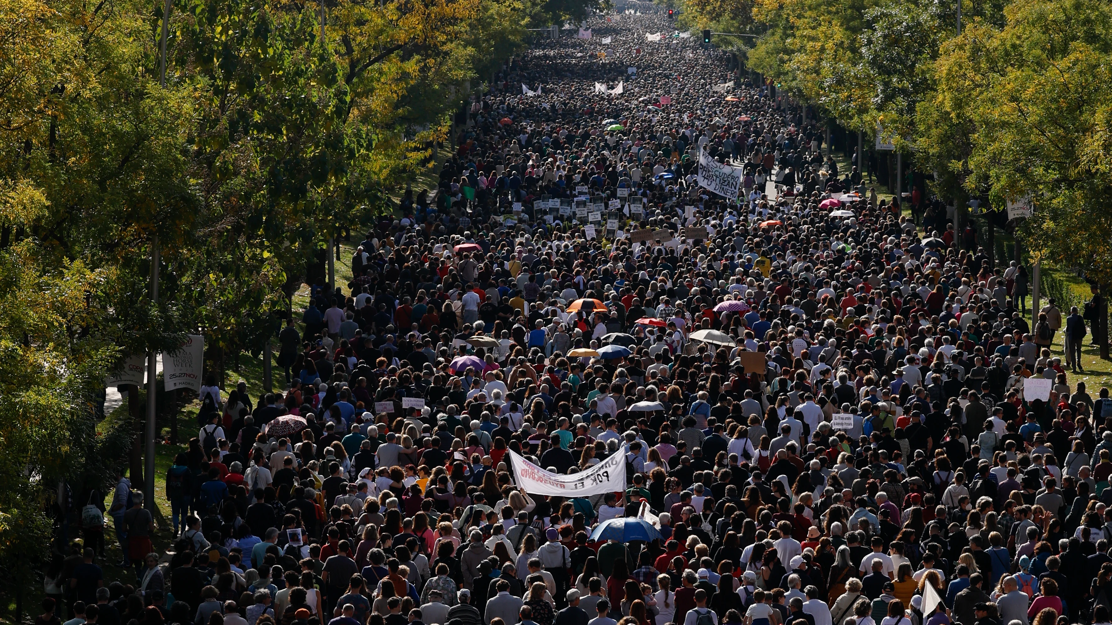 Vista aérea de la manifestación en defensa de la Sanidad pública madrileña