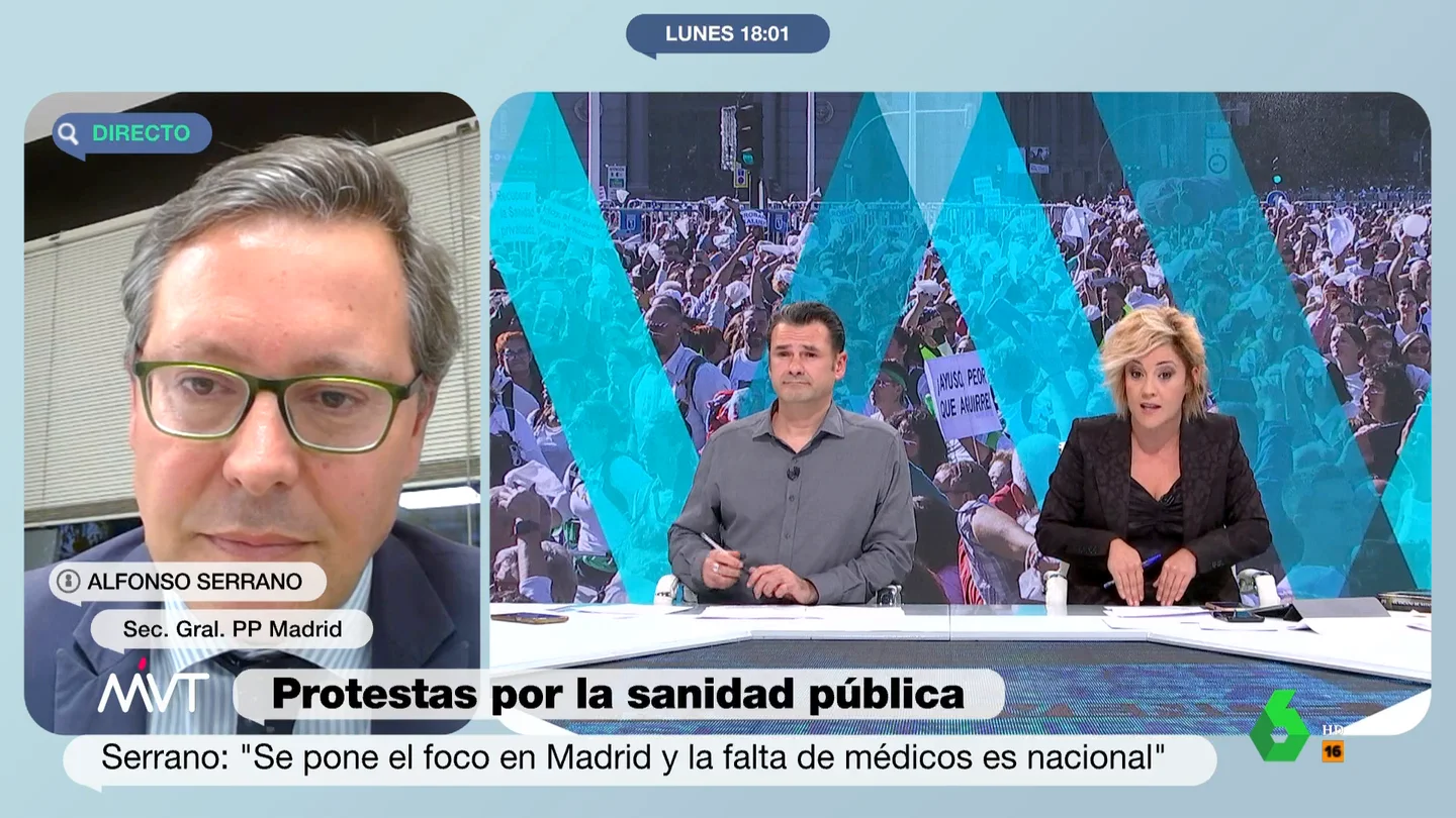 Cristina Pardo pone contra las cuerdas a Alfonso Serrano (PP) por la sanidad pública en Madrid: "No me valen sus arguementos" Cristina Pardo pone contra las cuerdas a Alfonso Serrano (PP) por la sanidad pública en Madrid: "No me valen sus arguementos"