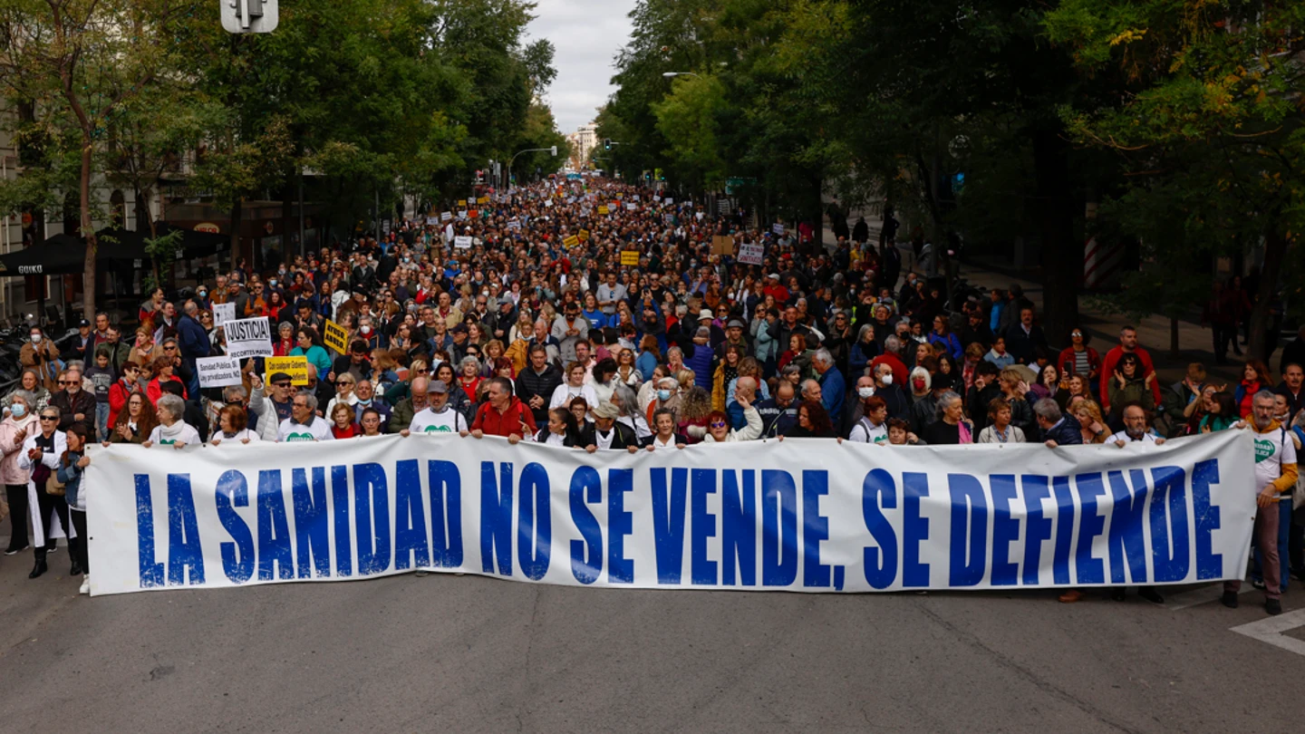 Manifestación por la sanidad pública en Madrid, en una imagen de archivo. Manifestación por la sanidad pública en Madrid, en una imagen de archivo.