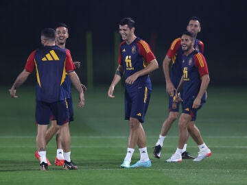 Varios jugadores de la Selección durante un entrenamiento en Qatar