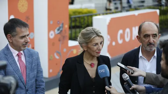 La vicepresidenta segunda, Yolanda Díaz, responde a los medios de comunicación durante su viaje a México La vicepresidenta segunda, Yolanda Díaz, responde a los medios de comunicación durante su viaje a México