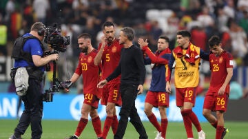 Carvajal, Busquets, Luis Enrique, Jordi Alba, Carlos Soler y Pedri