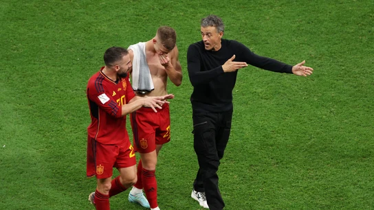Carvajal, Dani Olmo y Luis Enrique Carvajal, Dani Olmo y Luis Enrique