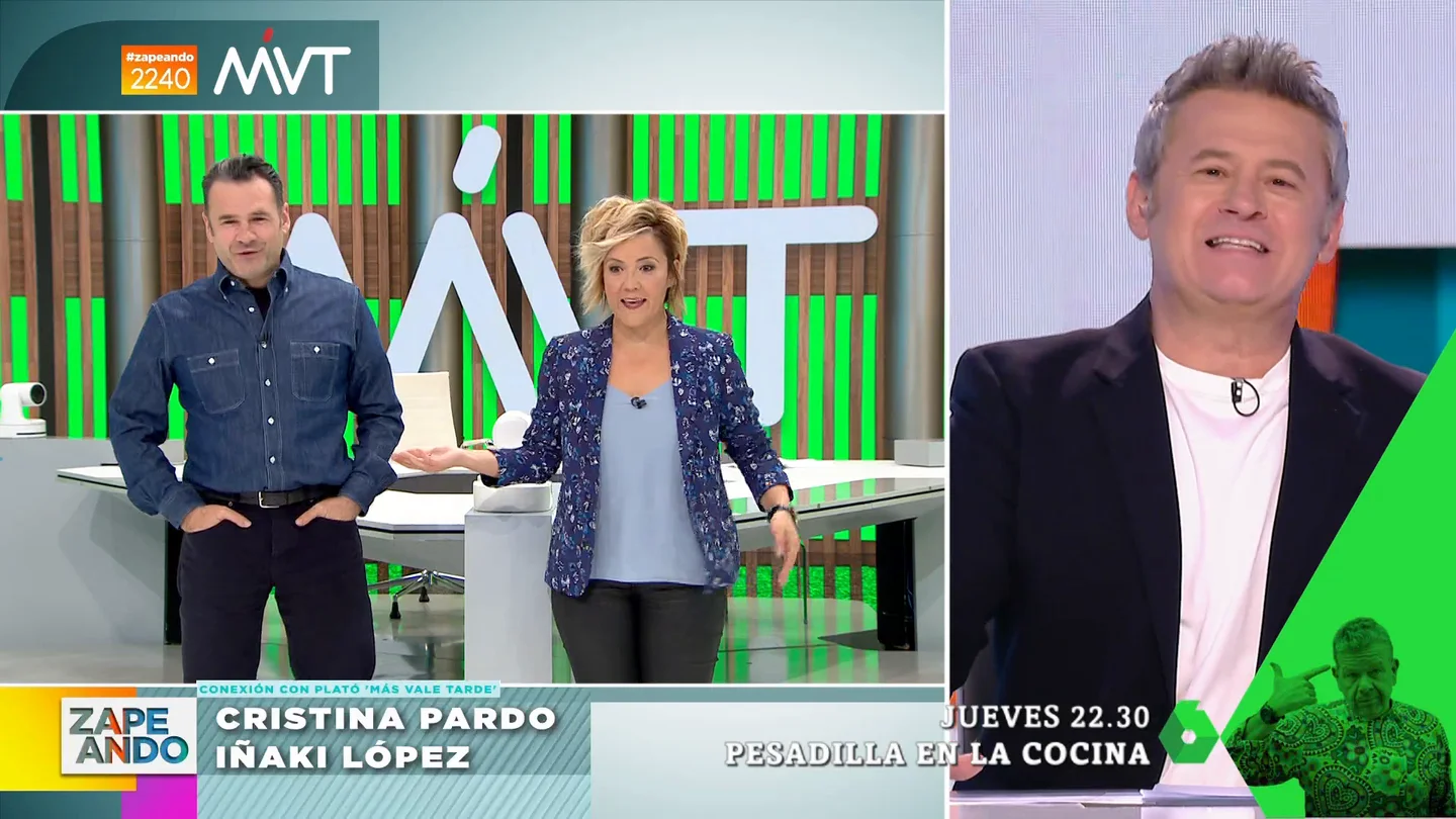 La reacción de Cristina Pardo e Iñaki López al ver a Miki Nadal presentado Zapeando La reacción de Cristina Pardo e Iñaki López al ver a Miki Nadal presentado Zapeando