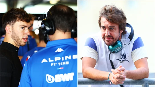 Pierre Gasly con Alpine y Fernando Alonso en Aston Martin Pierre Gasly con Alpine y Fernando Alonso en Aston Martin